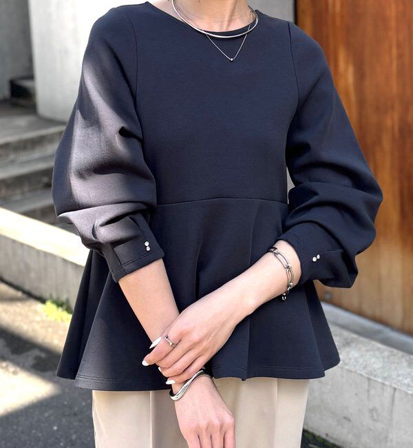  「袖ビジューペプラムカットソー」|Tシャツ・カットソー|