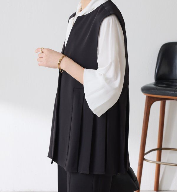  「【お尻周りカバー】ツイルプリーツジレ/セットアップ/セレモニー」|ベスト・ジレ|