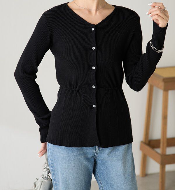  「リブペプラムカーディガン」|ニット・セーター|