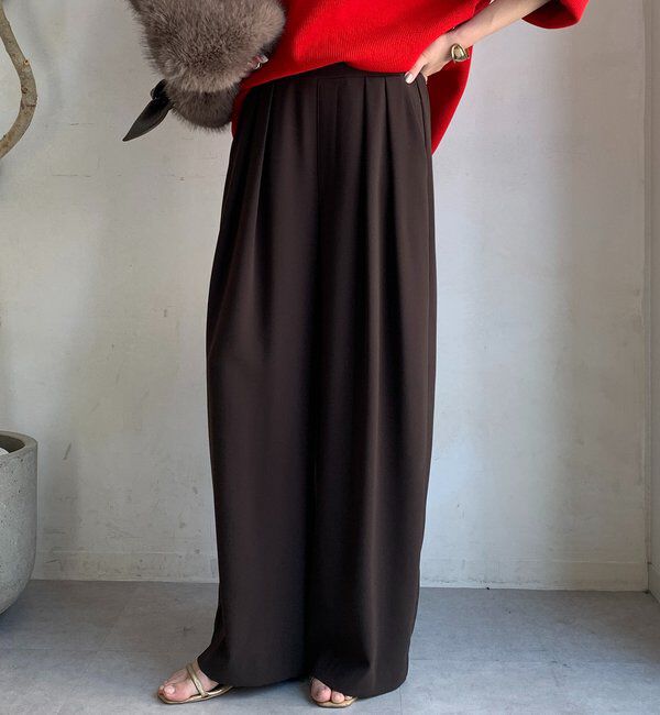  「【累計販売数3万枚突破/23色4サイズ展開！】タックワイドパンツ」|チノ|