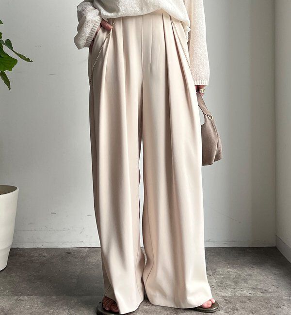  「【累計販売数3万枚突破/23色4サイズ展開！】タックワイドパンツ」|チノ|