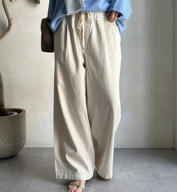  「デニムワイドイージーパンツ」|デニム|ライトベージュ