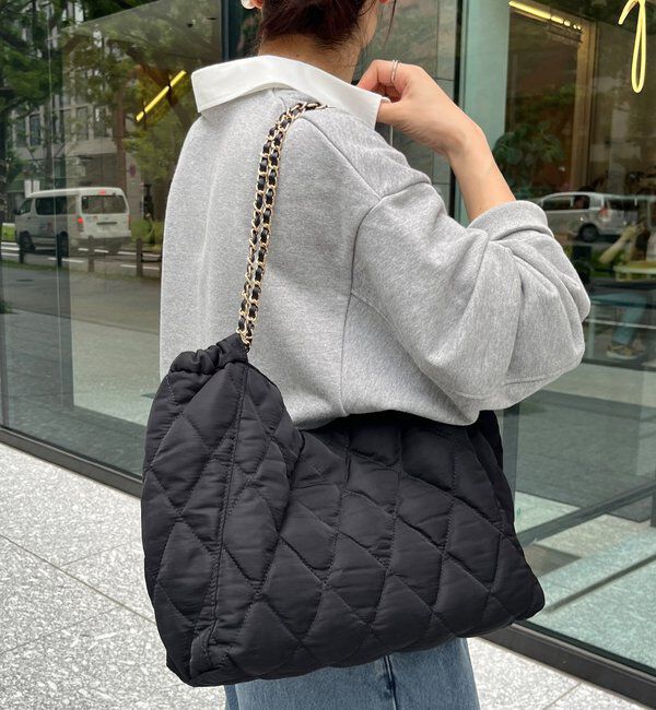  「【WEB限定】ナイロンキルトチェーントート」|トートバッグ|ブラック