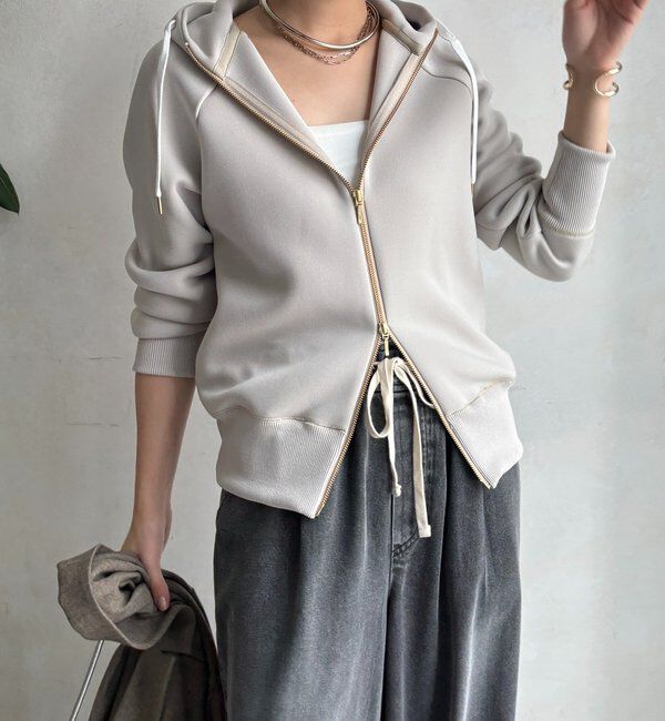  「プラムダンボールジップフーディー」|Tシャツ・カットソー|グレージュ