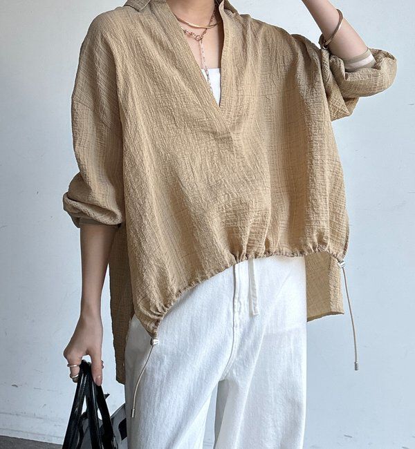  「【WEB限定】ドロストスキッパーシャツ」|シャツ・ブラウス|ベージュ