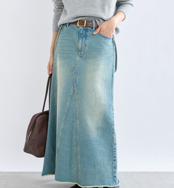  「【MONN.:.(モン)】LOOSE DENIM SKIRT」|スカート|ブルー