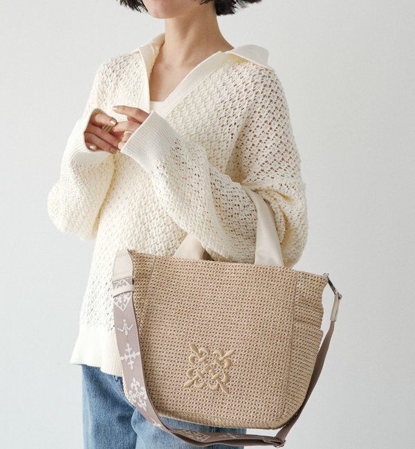  「ナイロンラフィア2WAYトートバッグ」|トートバッグ|アイボリー
