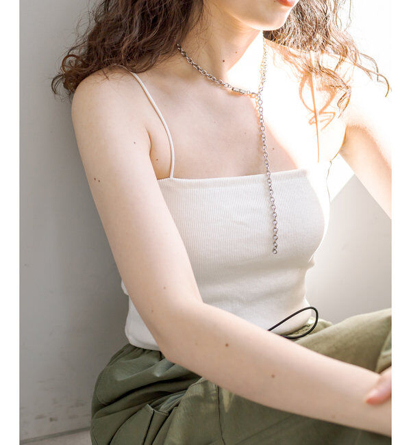  「【万能インナー/嬉しい6色展開】パット付きショートキャミソール2」|キャミソール|オフホワイト