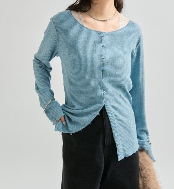  「起毛リブボタンカーディガン」|Tシャツ・カットソー|