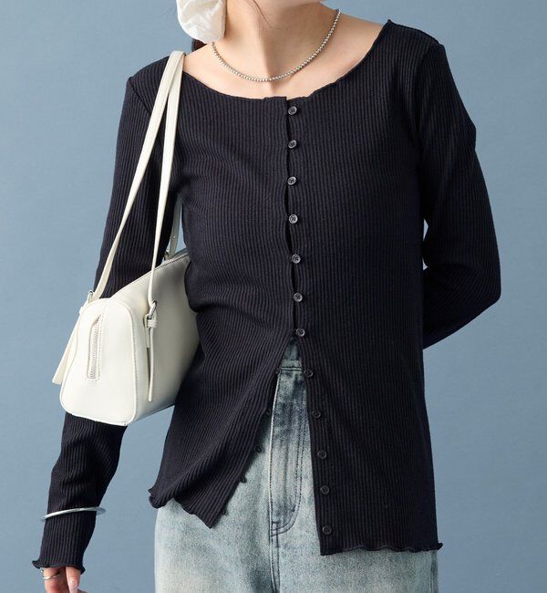  「起毛リブボタンカーディガン」|Tシャツ・カットソー|ネイビー