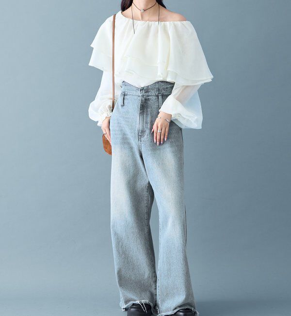  「シアーフリル長袖ブラウス」|シャツ・ブラウス|