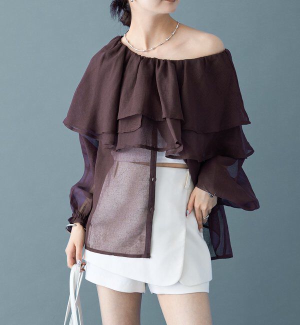  「シアーフリル長袖ブラウス」|シャツ・ブラウス|
