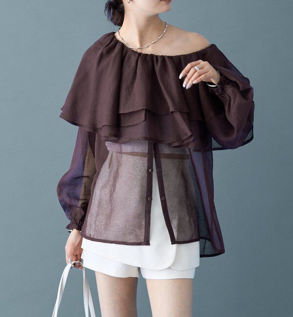  「シアーフリル長袖ブラウス」|シャツ・ブラウス|