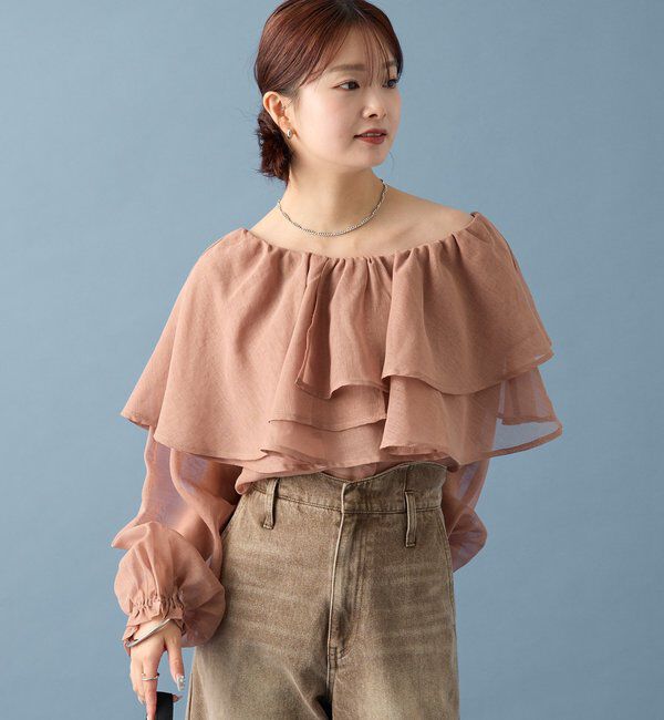  「シアーフリル長袖ブラウス」|シャツ・ブラウス|