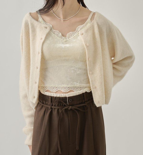  「パット付きベロアキャミソール」|キャミソール|