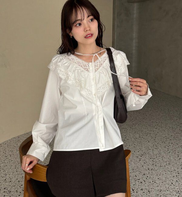  「【@lily.s_y企画】Vフリルシェイプブラウス」|シャツ・ブラウス|