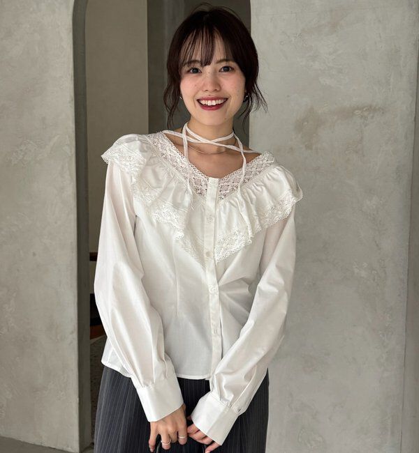  「【@lily.s_y企画】Vフリルシェイプブラウス」|シャツ・ブラウス|