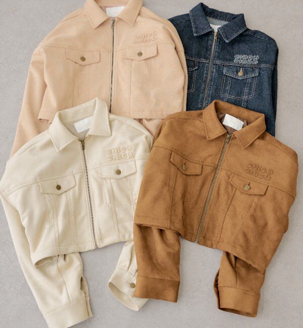  「【WEB限定/REVIVAL】胸ロゴショート丈スエードジップブルゾン」|ブルゾン・スタジャン|