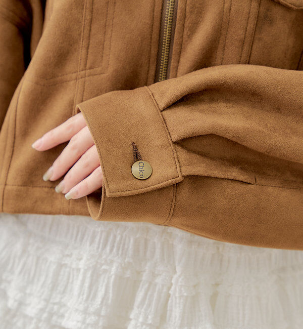  「【WEB限定/REVIVAL】胸ロゴショート丈スエードジップブルゾン」|ブルゾン・スタジャン|