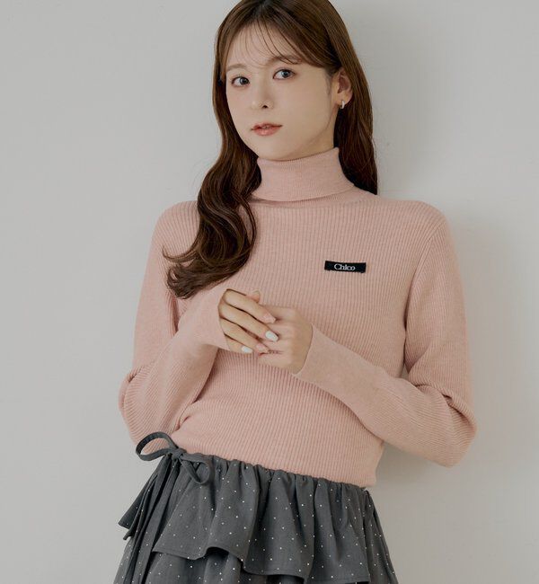 「胸ロゴラメタートルニット」|ニット・セーター|