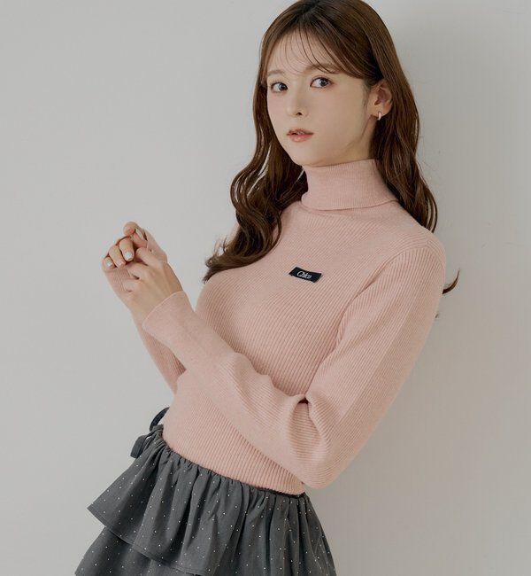  「胸ロゴラメタートルニット」|ニット・セーター|