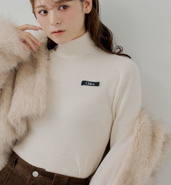  「胸ロゴラメタートルニット」|ニット・セーター|