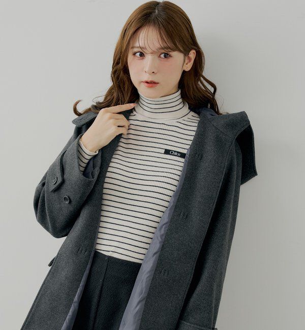  「胸ロゴラメタートルニット」|ニット・セーター|