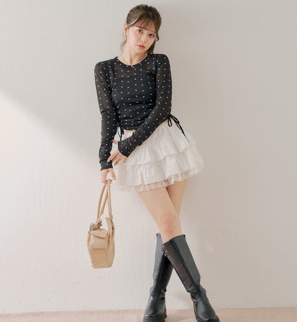  「サイドドロストリボンシアーT」|Tシャツ・カットソー|