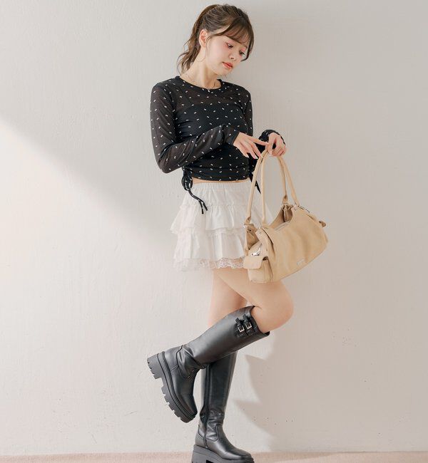  「サイドドロストリボンシアーT」|Tシャツ・カットソー|