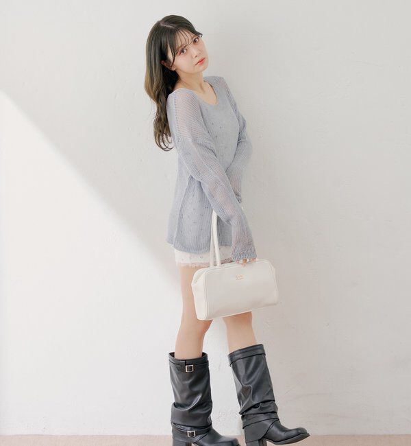  「花柄キャミワンピース+ルーズニットセット」|ワンピース|