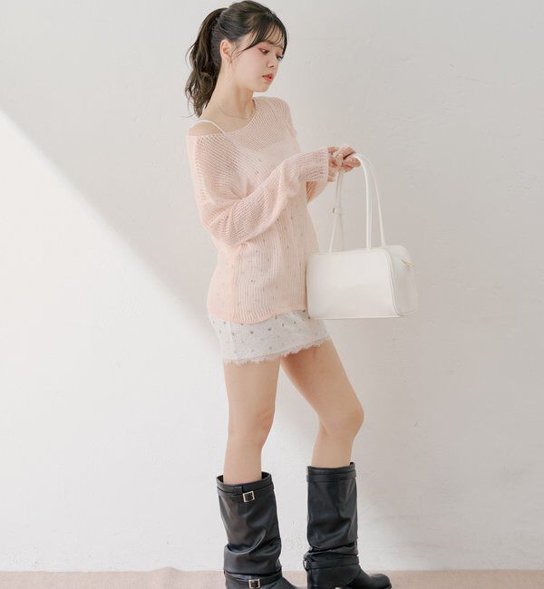  「花柄キャミワンピース+ルーズニットセット」|ワンピース|