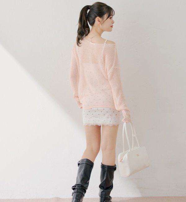  「花柄キャミワンピース+ルーズニットセット」|ワンピース|