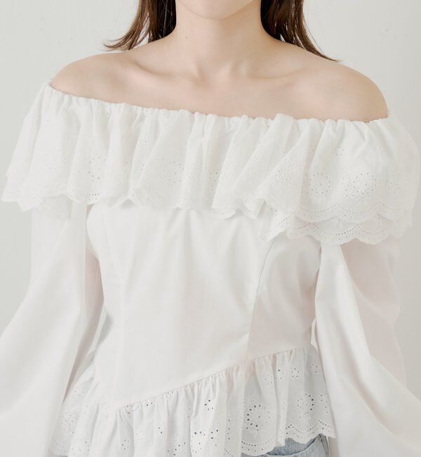  「コットンレースオフショルブラウス」|シャツ・ブラウス|