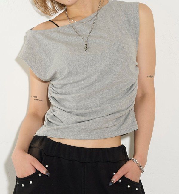  「【5色展開】マルチウェイギャザーオフショルノースリーブ」|キャミソール|