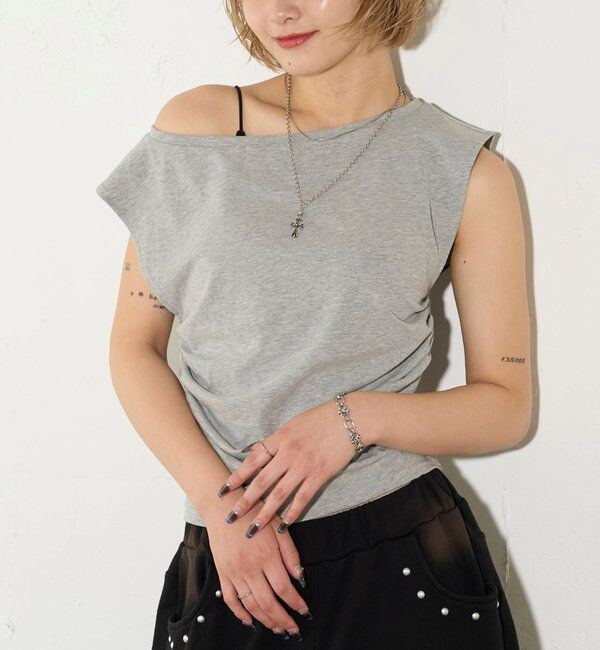  「【5色展開】マルチウェイギャザーオフショルノースリーブ」|キャミソール|