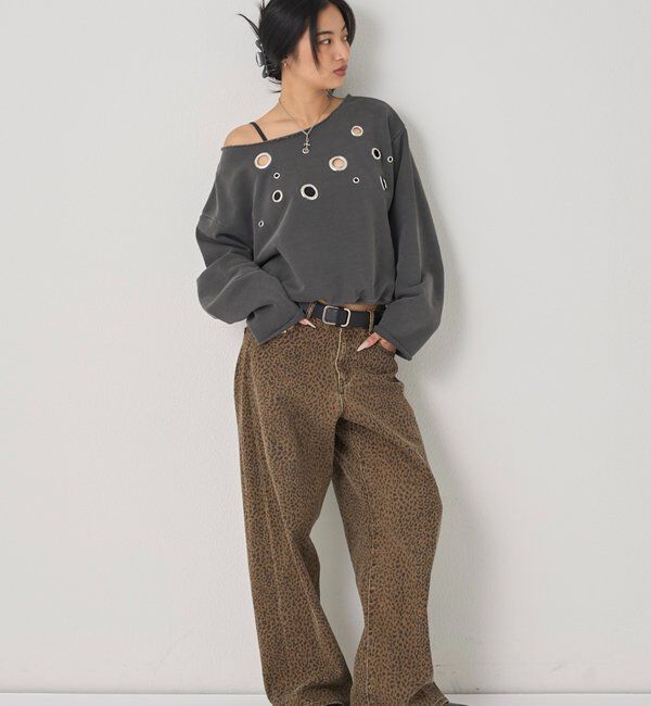  「フロントアイレットオフショルスウェット」|Tシャツ・カットソー|