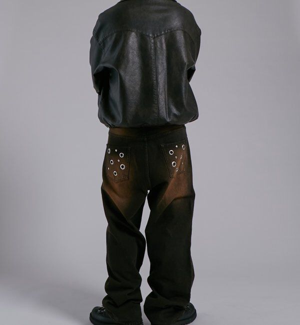  「ヴィンテージライクレザースタンドカラーブルゾン」|ブルゾン・スタジャン|