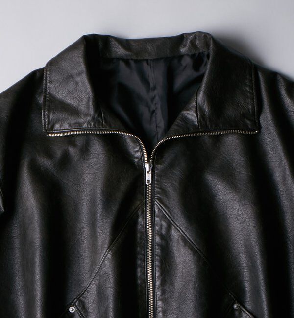  「ヴィンテージライクレザースタンドカラーブルゾン」|ブルゾン・スタジャン|