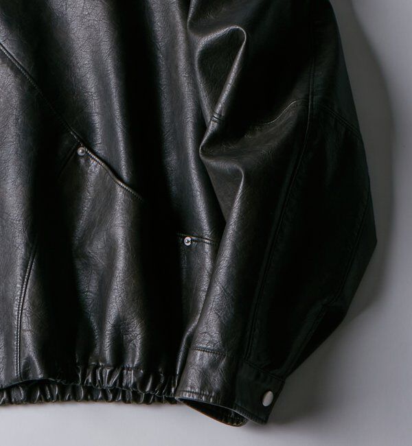  「ヴィンテージライクレザースタンドカラーブルゾン」|ブルゾン・スタジャン|
