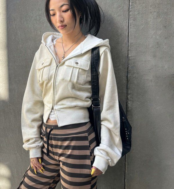  「フラップショートジップフーディ」|パーカー|