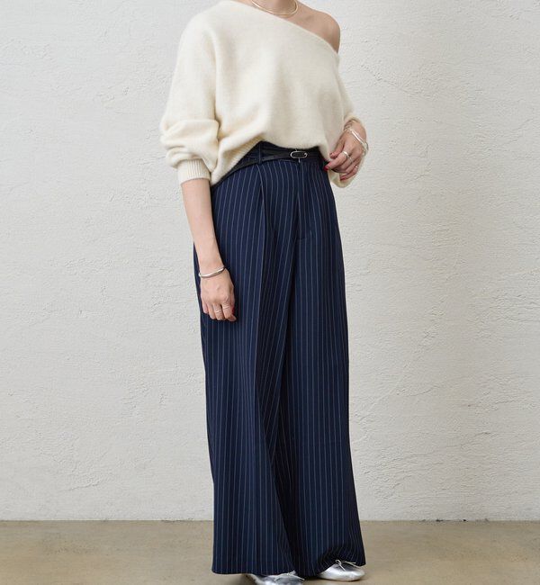  「ストライプウエストデザインパンツ」|チノ|