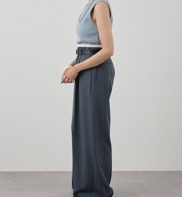  「ストライプウエストデザインパンツ」|チノ|