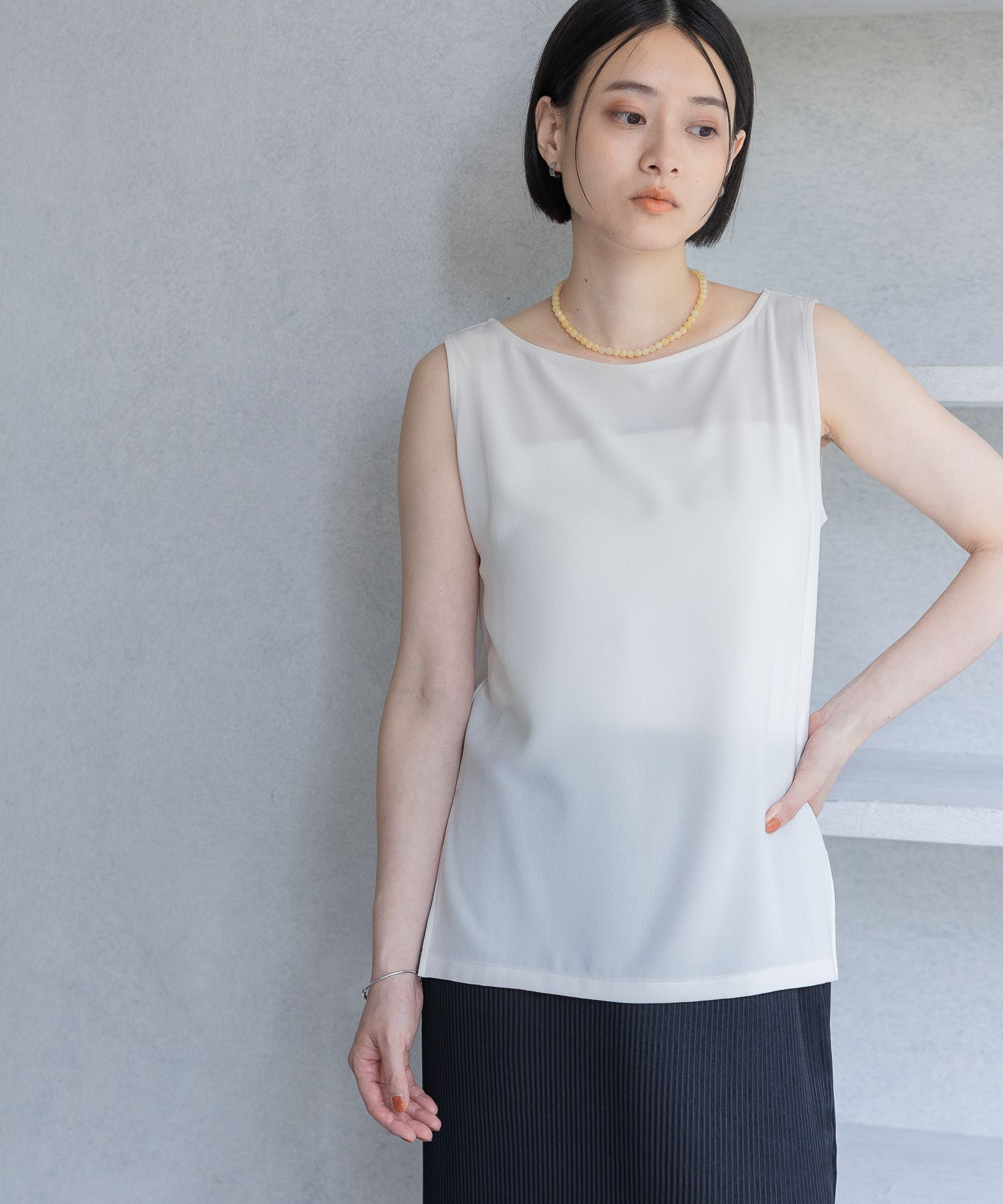 A part by 「ソフトジョーゼットノースリーブT」|Tシャツ・カットソー|オフホワイト