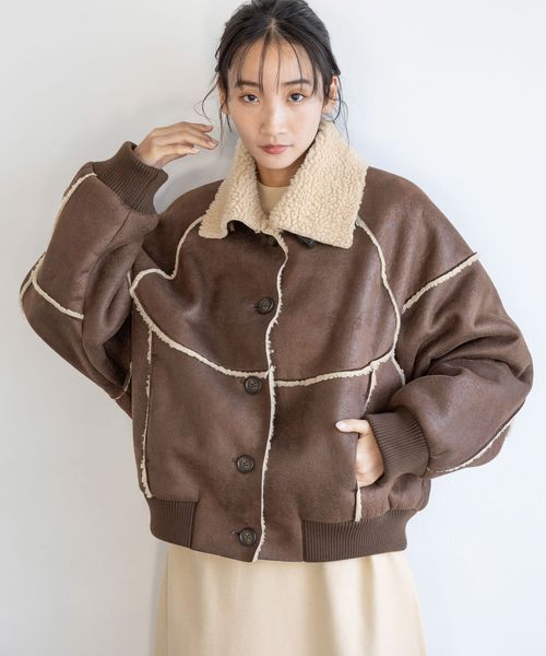 LOWRYS FARM「ムートンボアブルゾン」|ブルゾン・スタジャン|