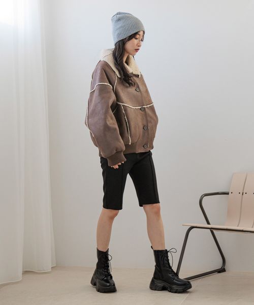 LOWRYS FARM「ムートンボアブルゾン」|ブルゾン・スタジャン|