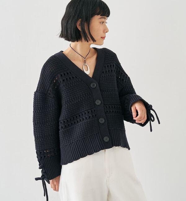 collex「袖口レースアップ2WAYカーディガン」|カーディガン|