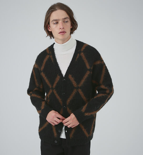 ABAHOUSE「【モヘアブレンド】アーガイル Vネック カーディガン」|カーディガン|