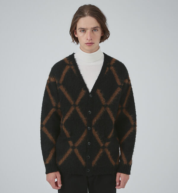 ABAHOUSE「【モヘアブレンド】アーガイル Vネック カーディガン」|カーディガン|