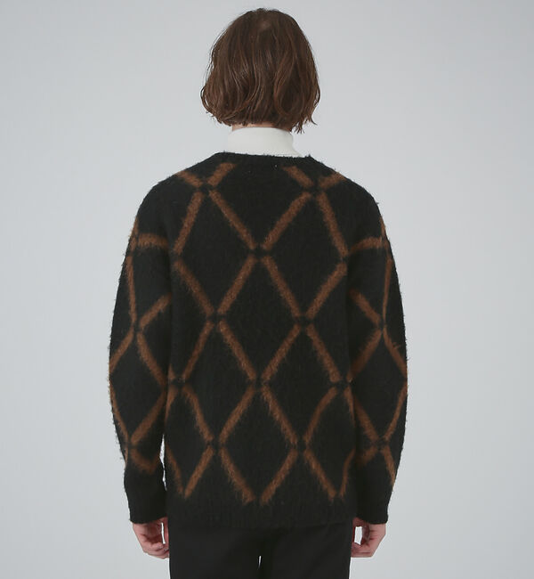 ABAHOUSE「【モヘアブレンド】アーガイル Vネック カーディガン」|カーディガン|