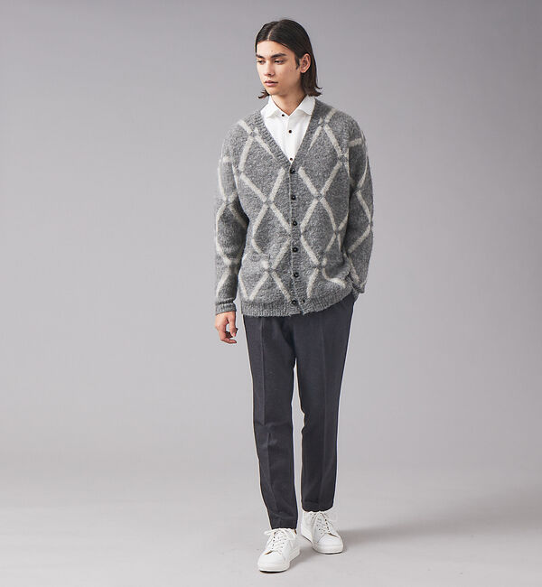 ABAHOUSE「【モヘアブレンド】アーガイル Vネック カーディガン」|カーディガン|